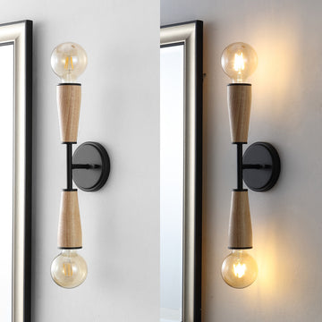 Katia 5.13" Modern Designer Iron/Wood Double Sided Hourglass LED Sconce - JONATHAN Y